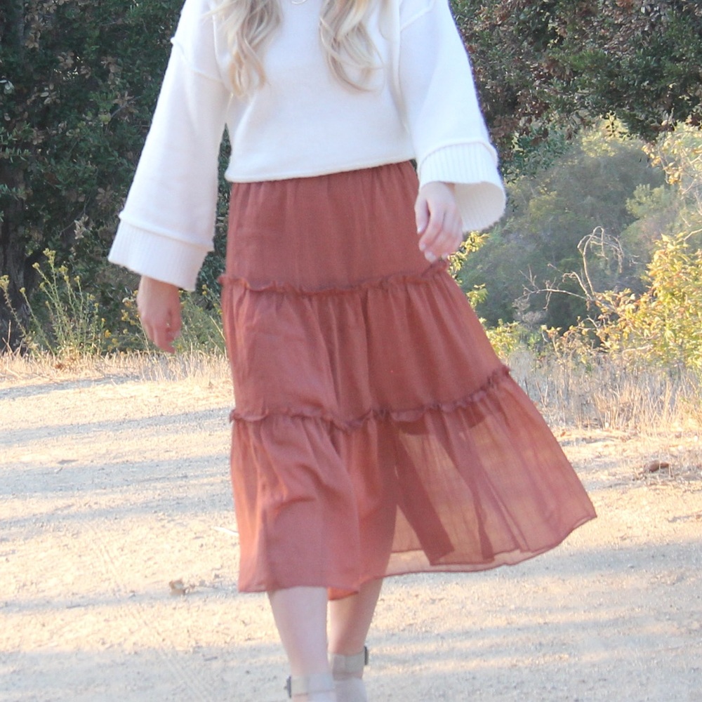 Ruffle Maxi Skirt BOHO - Picture 2 of 6